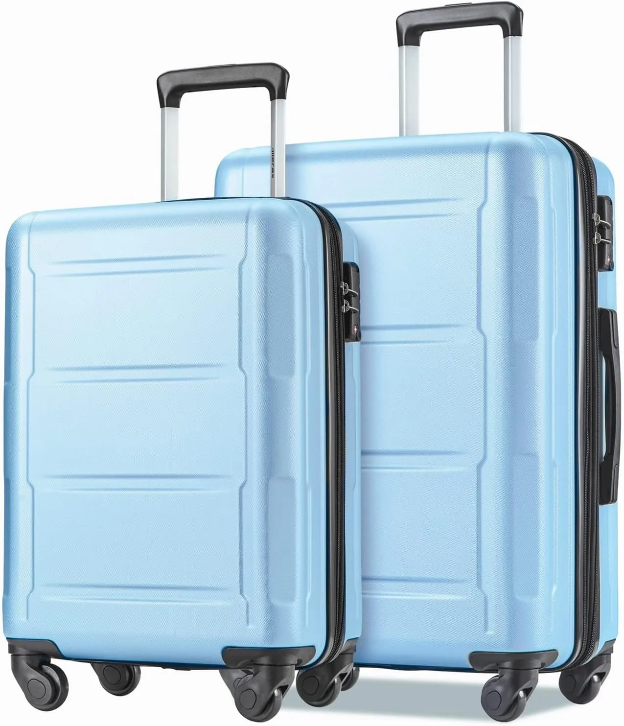 Expanable Spinner Wheel 2 Piece Luggage Set ABS Lightweight Suitcase with TSA Lock, 20inch 24inch, Hard Case Luggage with Spinner Wheels (Light Blue)