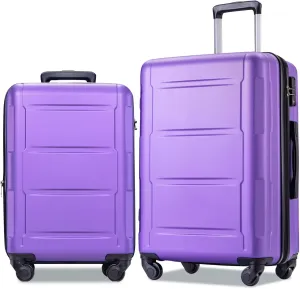 Expanable Spinner Wheel 2 Piece Luggage Set ABS Lightweight Suitcase with TSA Lock, 20inch 24inch, Hard Case Luggage with Spinner Wheels (Purple)
