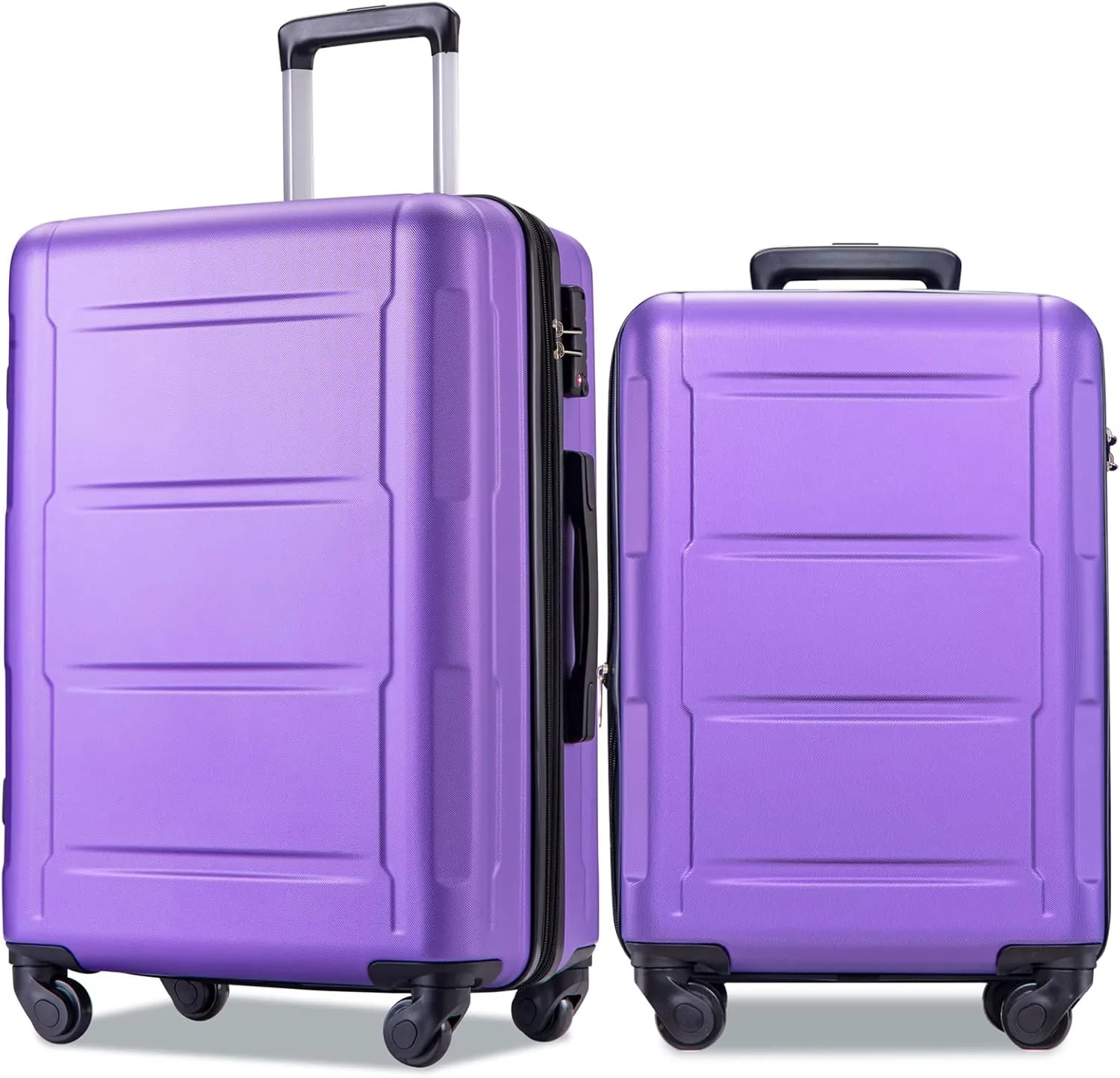 Expanable Spinner Wheel 2 Piece Luggage Set ABS Lightweight Suitcase with TSA Lock, 20inch 24inch, Hard Case Luggage with Spinner Wheels (Purple)
