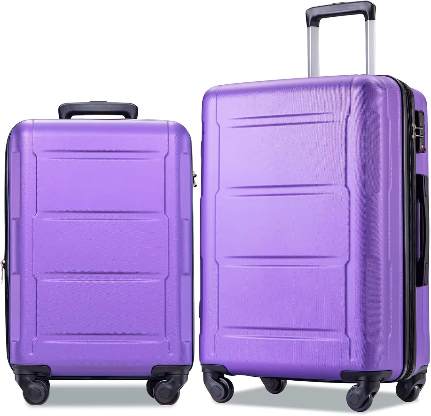 Expanable Spinner Wheel 2 Piece Luggage Set ABS Lightweight Suitcase with TSA Lock, 20inch 24inch, Hard Case Luggage with Spinner Wheels (Purple)