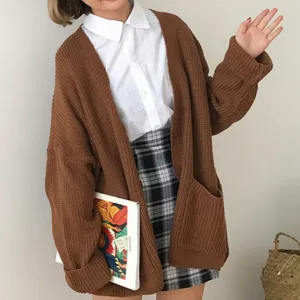 FashionSierra - Loose V Neck Slim Knit Sweater Warm Cardigan