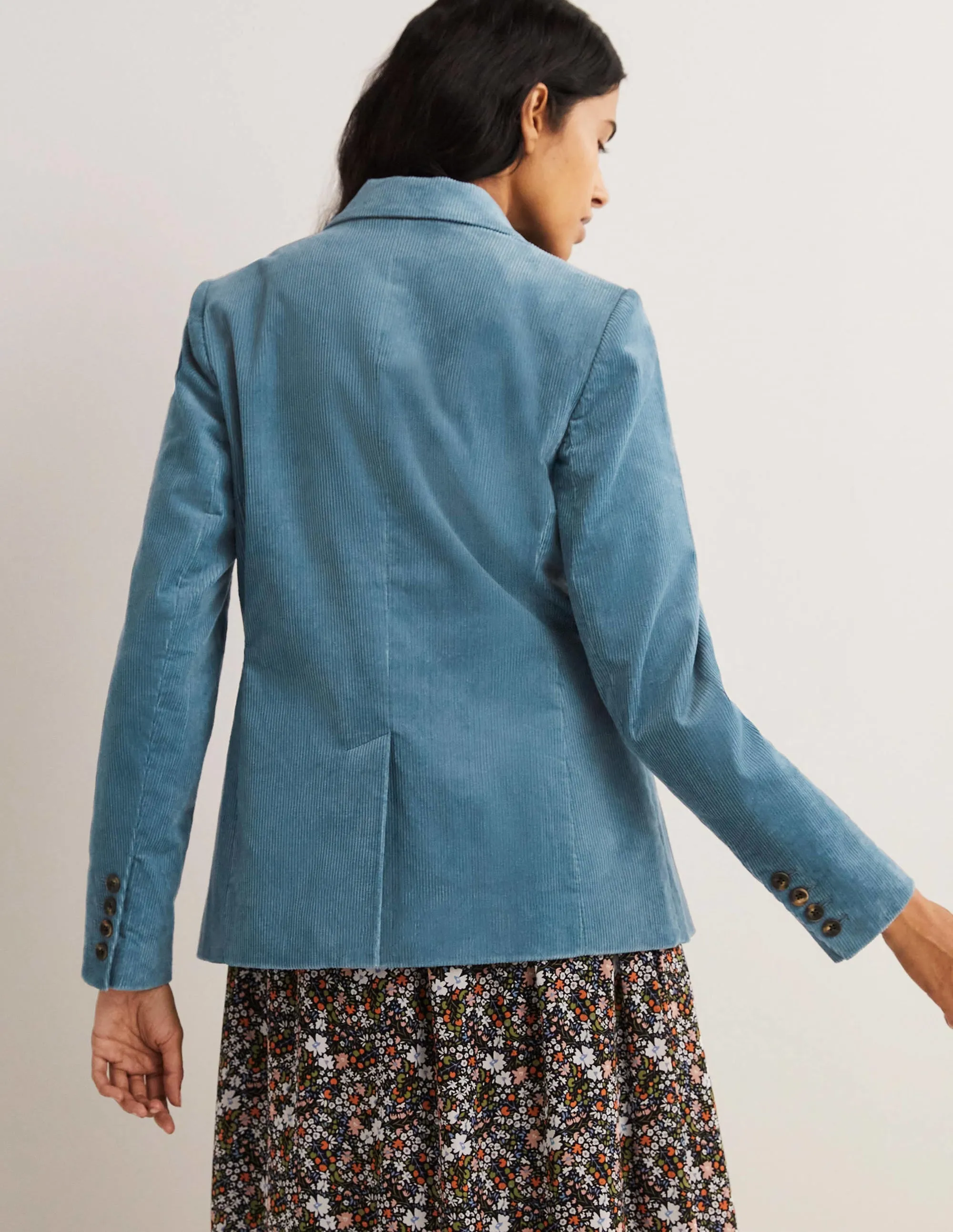 Fitted Corduroy Blazer-Mid Blue