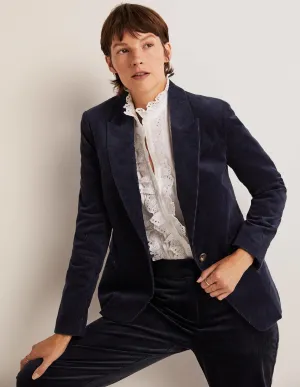 Fitted Corduroy Blazer-Navy
