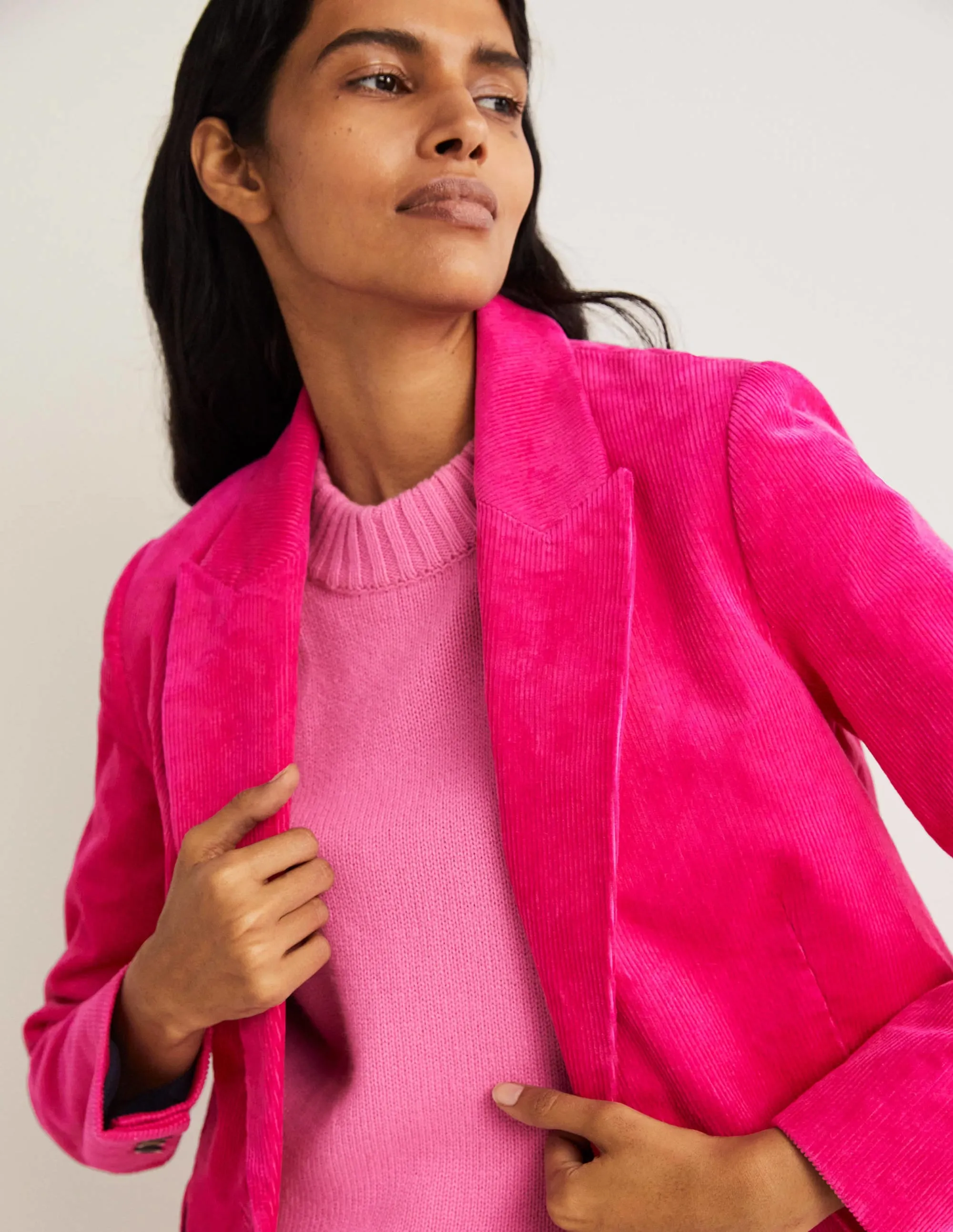 Fitted Corduroy Blazer-Wild Watermelon Pink