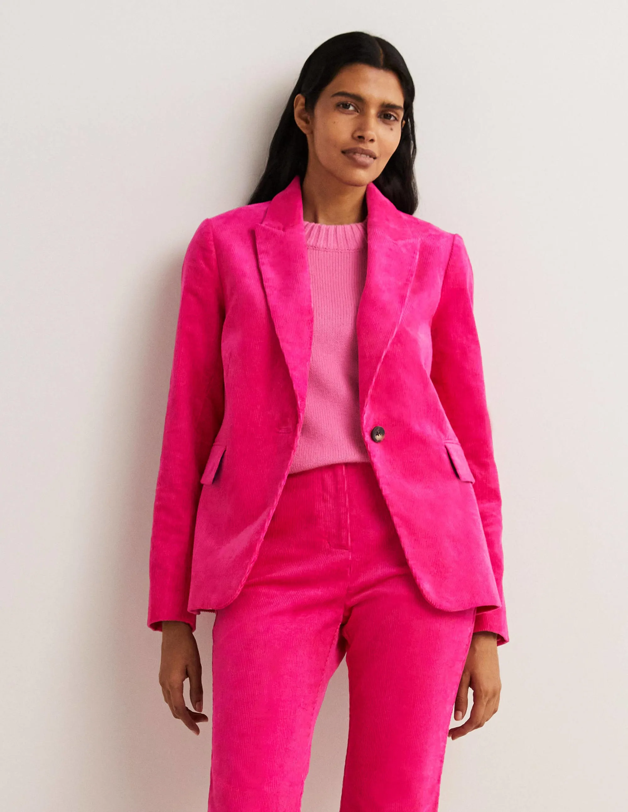 Fitted Corduroy Blazer-Wild Watermelon Pink