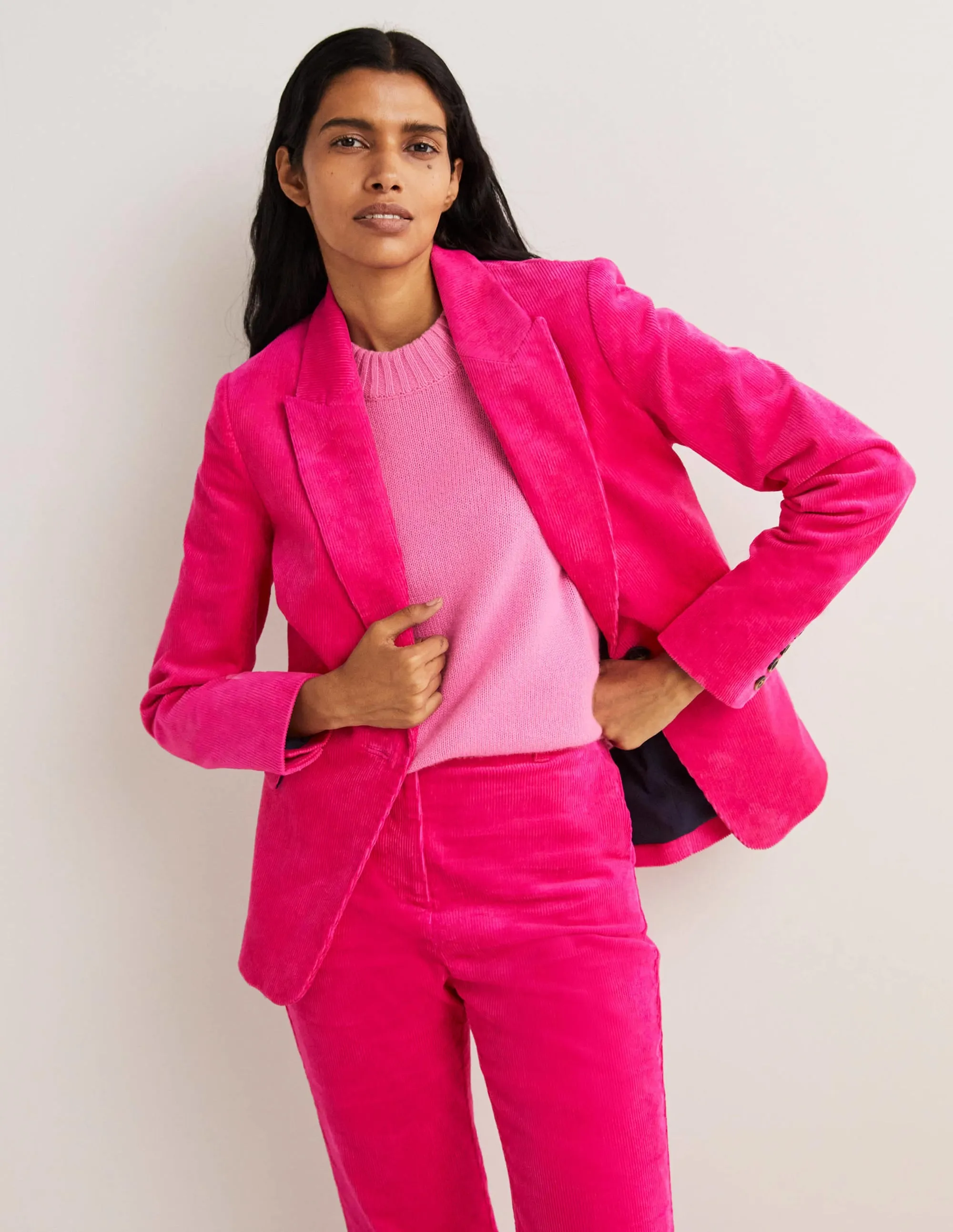 Fitted Corduroy Blazer-Wild Watermelon Pink