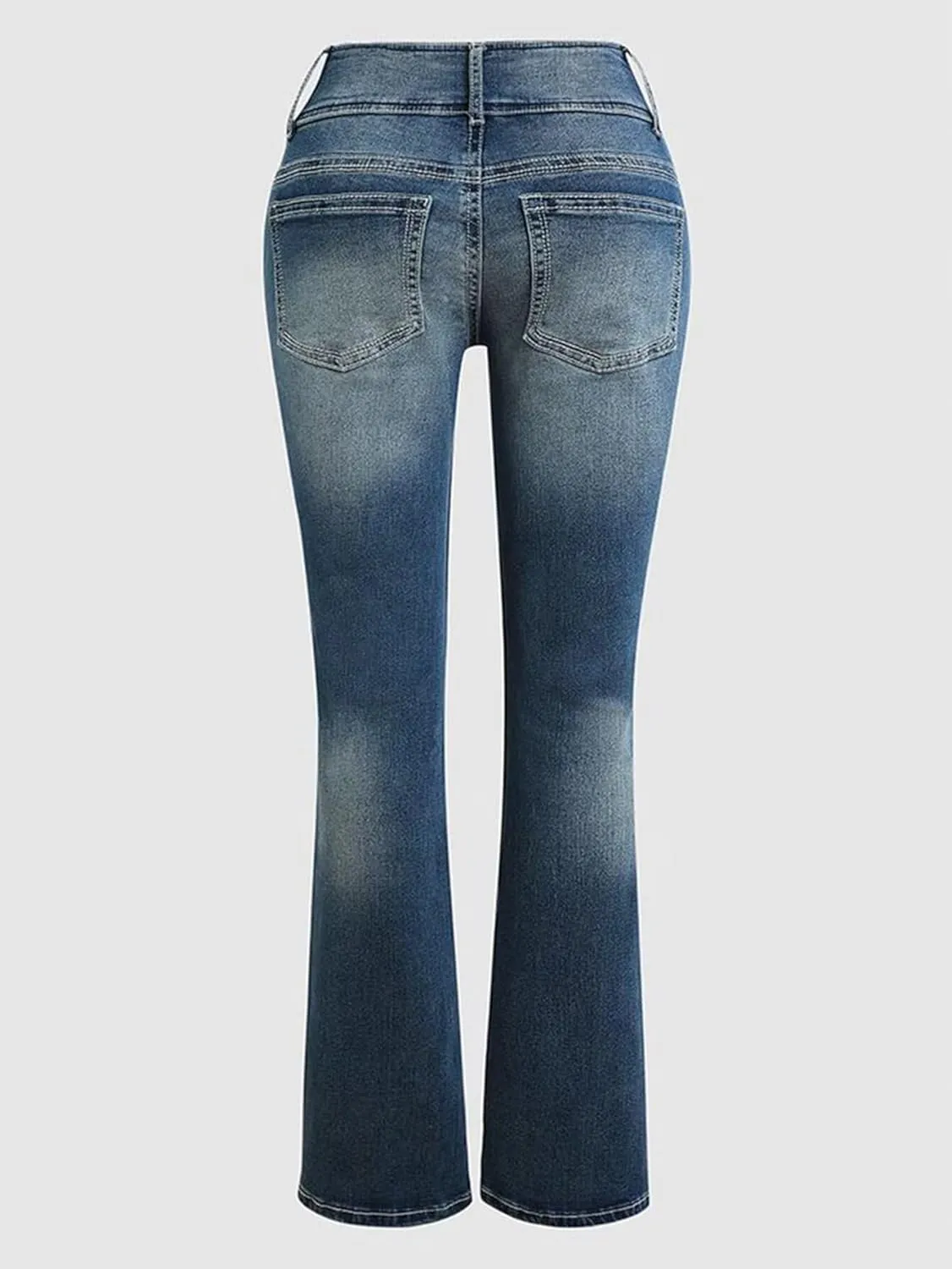 Flamingals Low Rise Ripped Bootcut Wide Leg Jeans for Women Stretchy Denim Pants