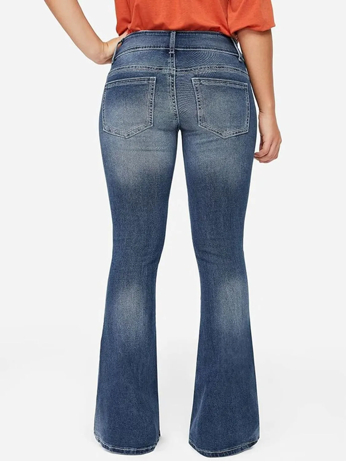 Flamingals Low Rise Ripped Bootcut Wide Leg Jeans for Women Stretchy Denim Pants