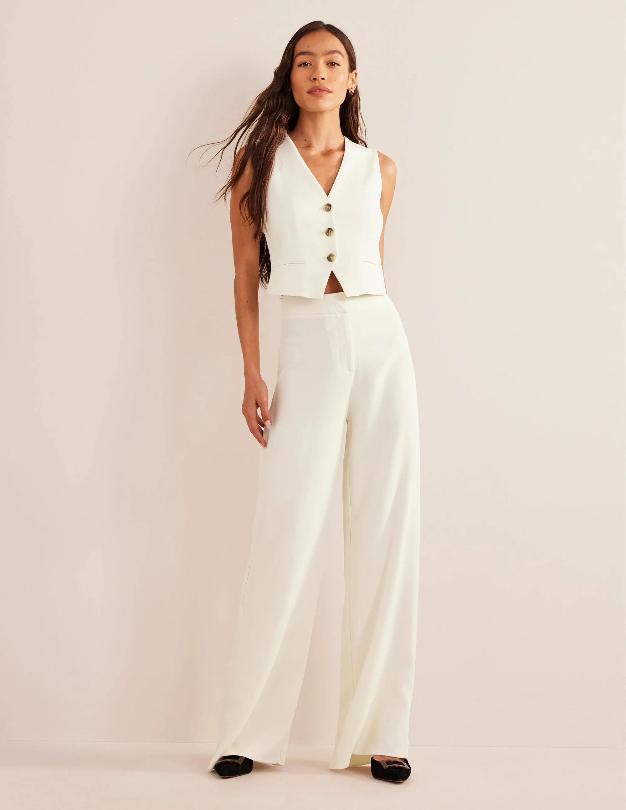 Fluid Tailored Waistcoat-Ivory