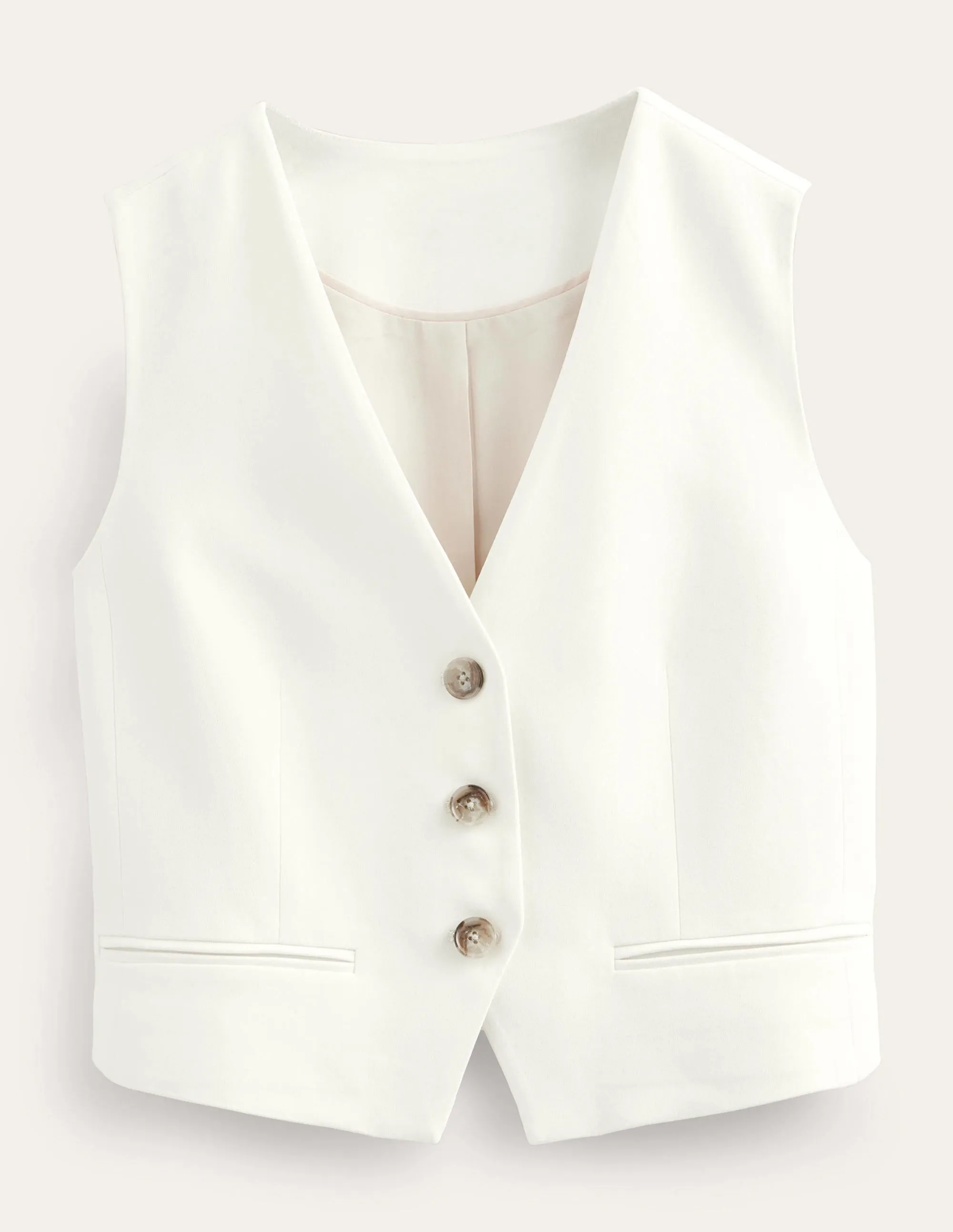 Fluid Tailored Waistcoat-Ivory