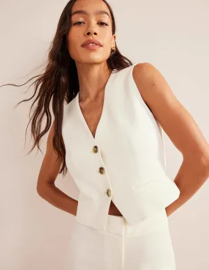 Fluid Tailored Waistcoat-Ivory