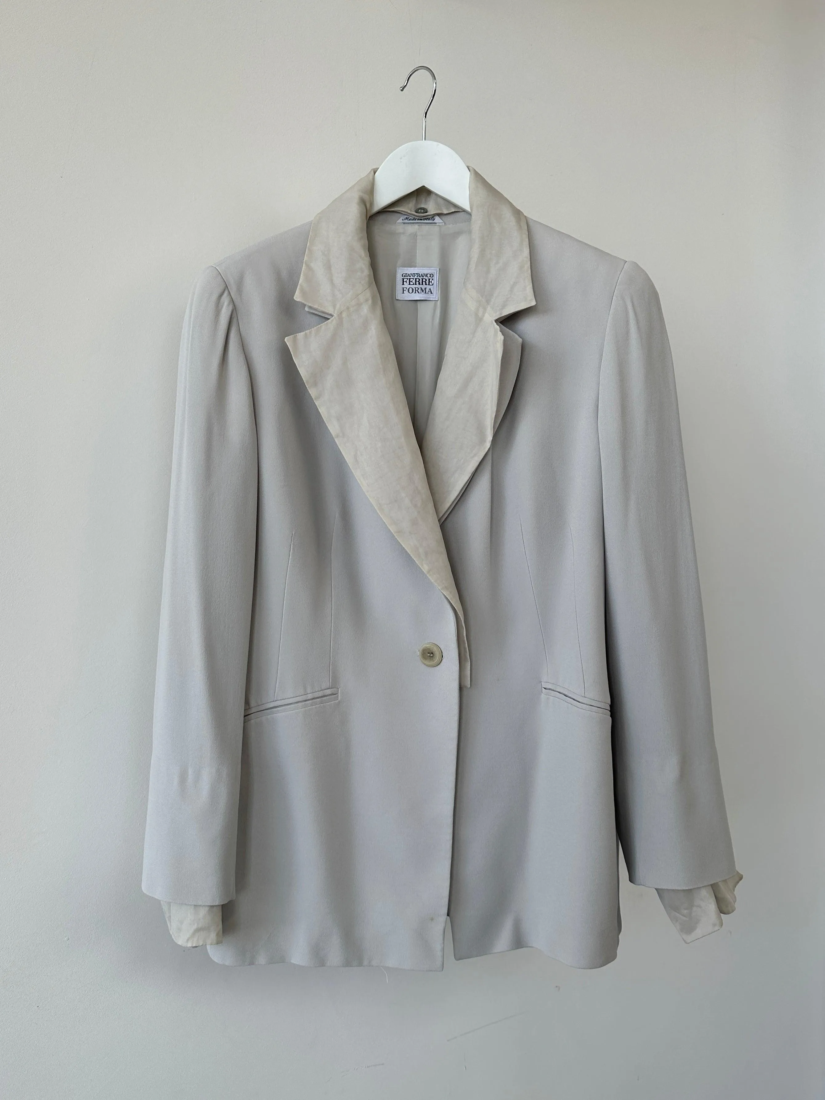 Gianfranco Ferre Forma Detachable Collar Occasion Crepe Blazer - M