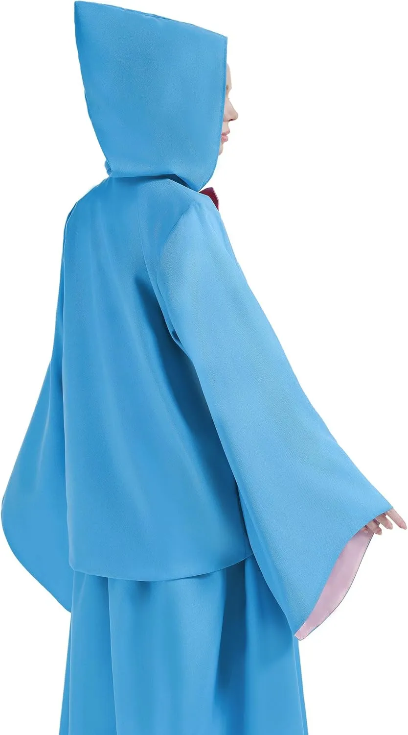 Godmother Costume for Women Adult Halloween Outfit Plus Size Girls with Dress Hooded Cloak Cape for Cosplay Party
