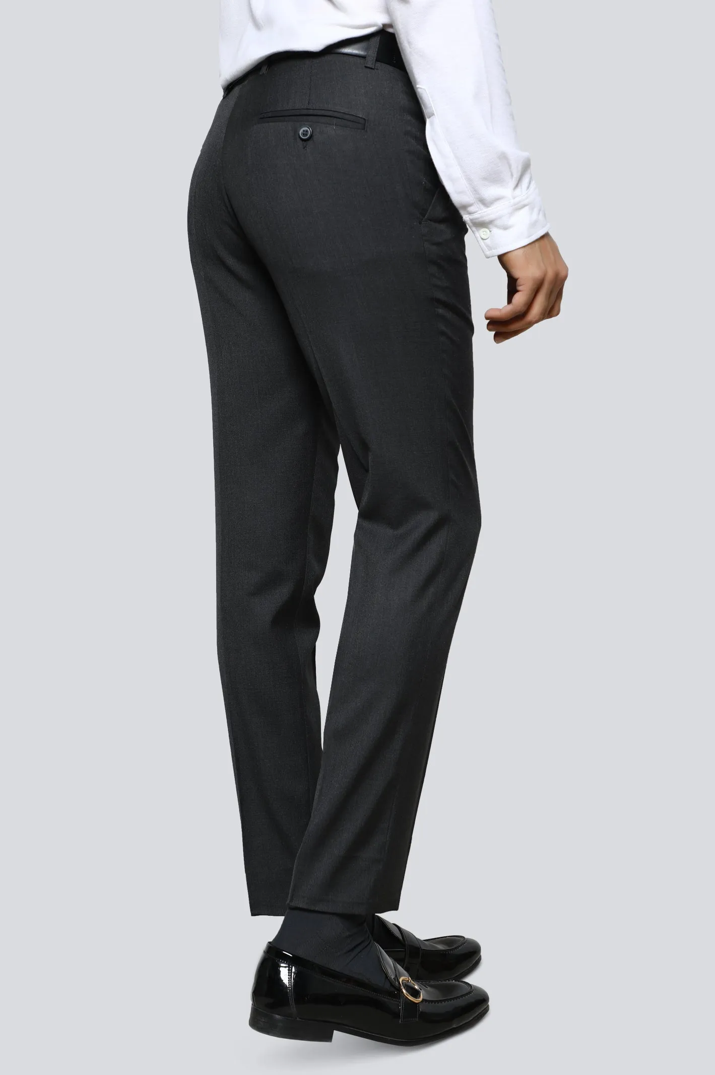 Grey Cotton Slim Fit Trouser