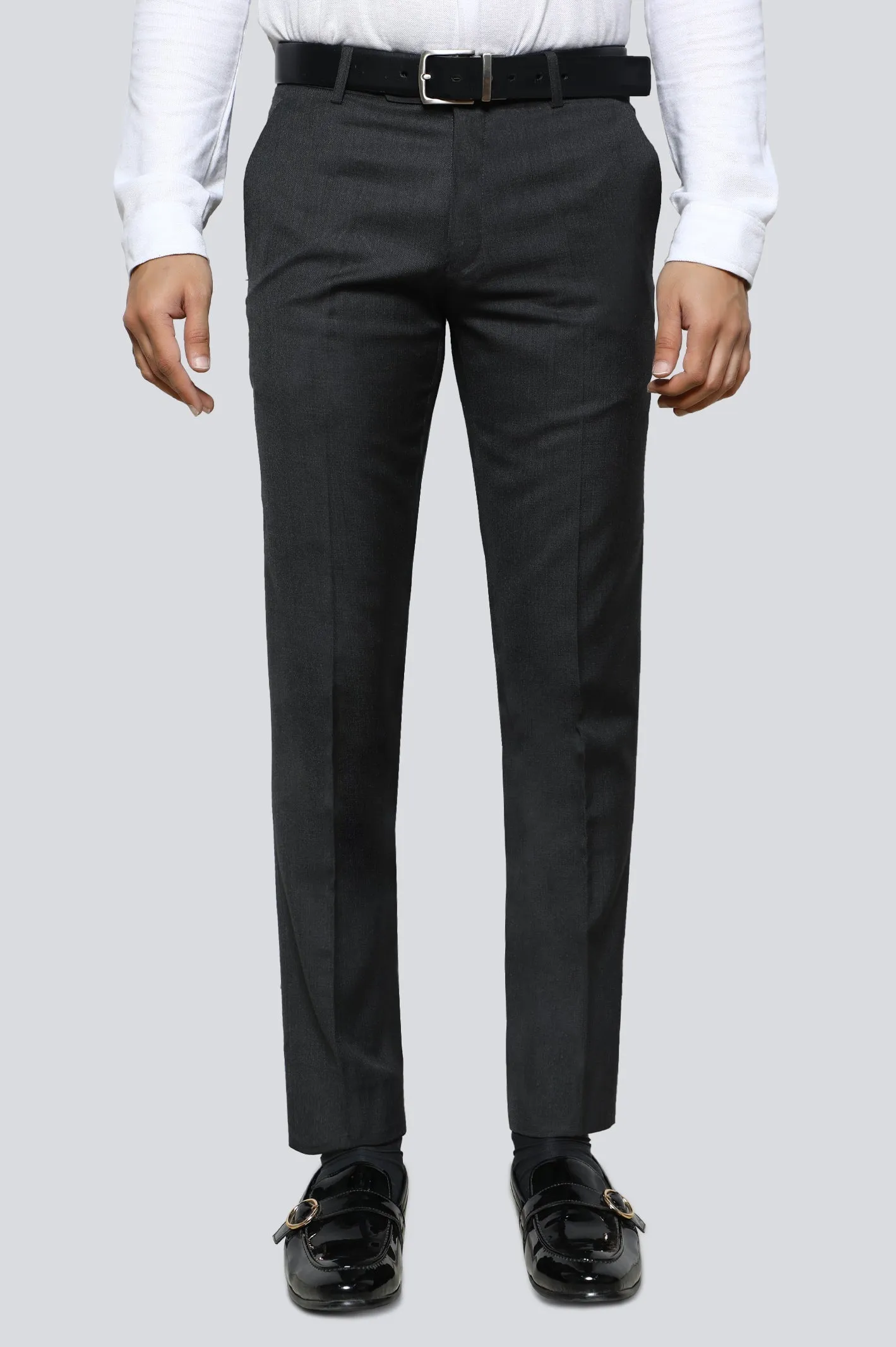 Grey Cotton Slim Fit Trouser