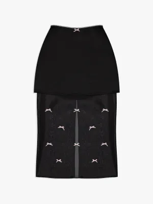 Harper Bow Tiered Skirt - Black Pink Bow