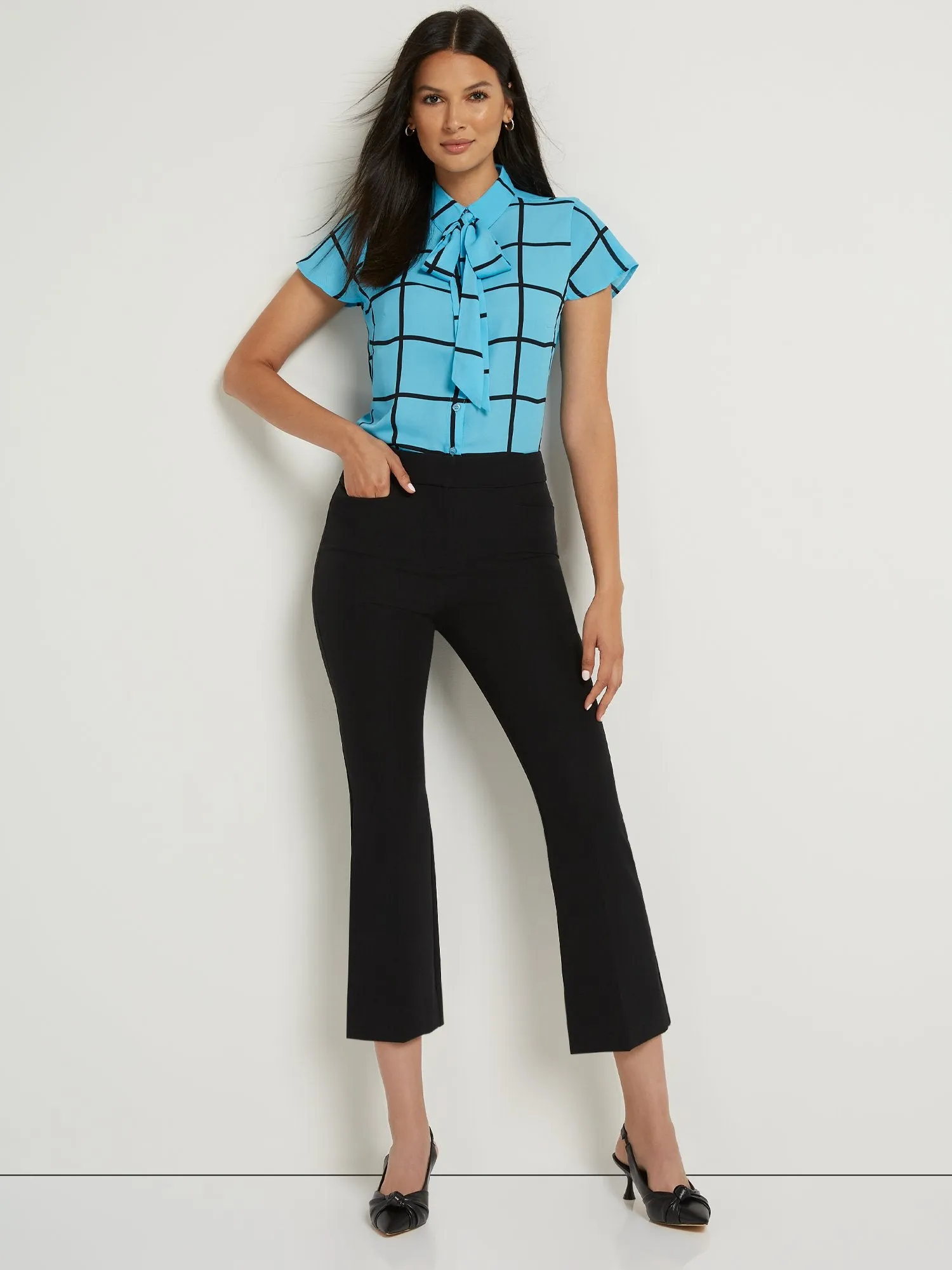 High-Waisted Straight-Leg Kick Crop Pant