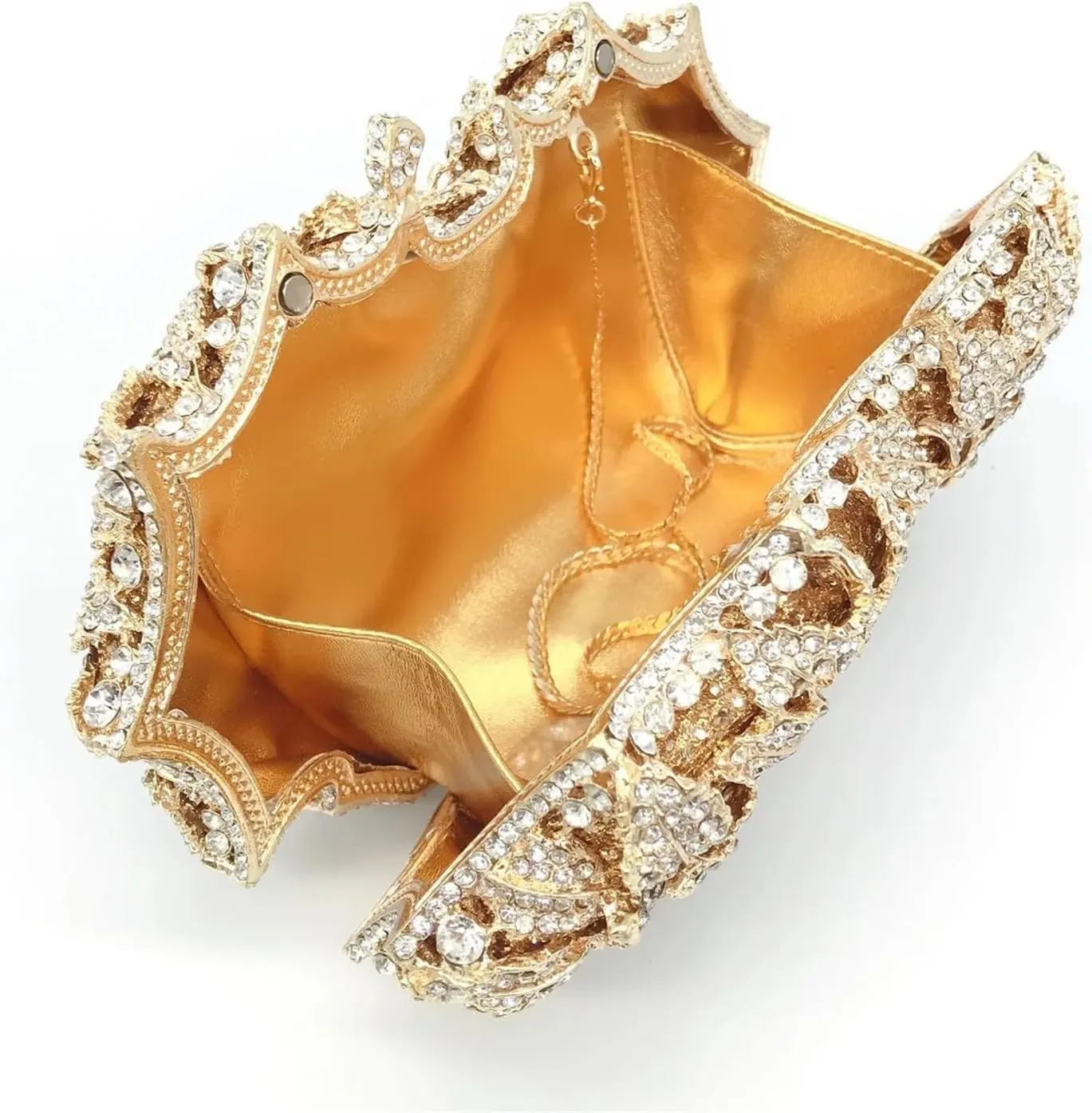 Hollowed-Out Rhinestone Evening Bag Wedding Bridal Dinner Gown Bag For Walks
