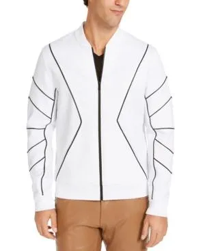 International Concepts Mens Piped Zip-Front Knit Jacket