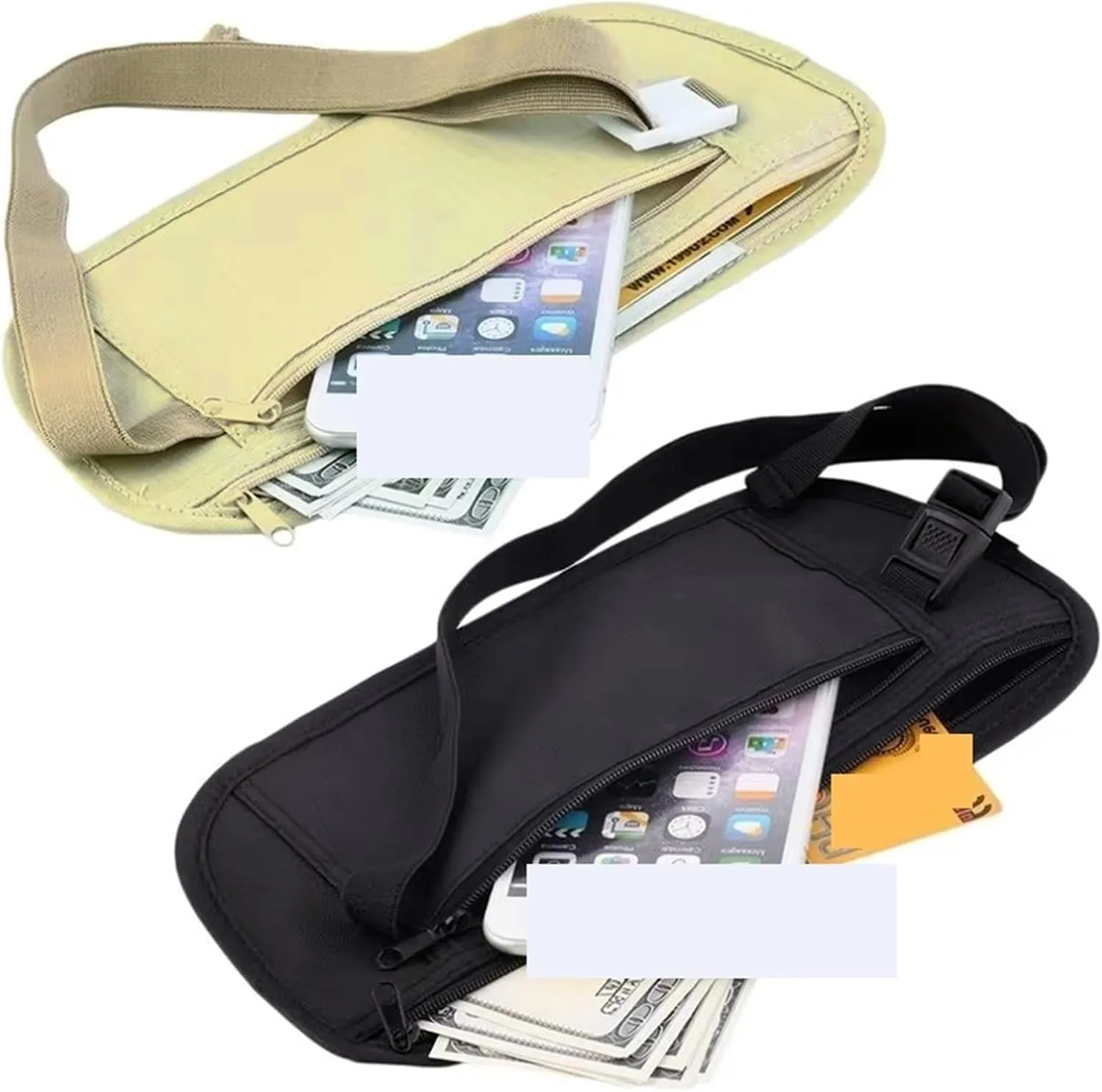 Invisible Travel Waist Packs Pouch For Passport Money Belt Bag Hidden Security Wallet Gift Travel Bag For Fitness and Running(Black)