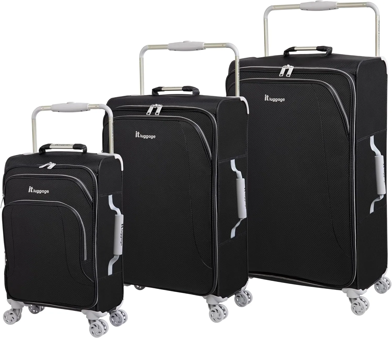 it luggage World's Lightest New York Softside 8 Wheel Spinner, Black, 3-Piece Set (22/28/32)