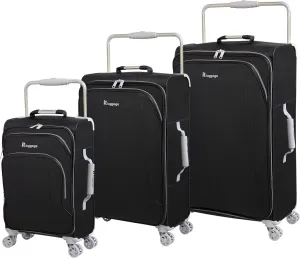 it luggage World's Lightest New York Softside 8 Wheel Spinner, Black, 3-Piece Set (22/28/32)