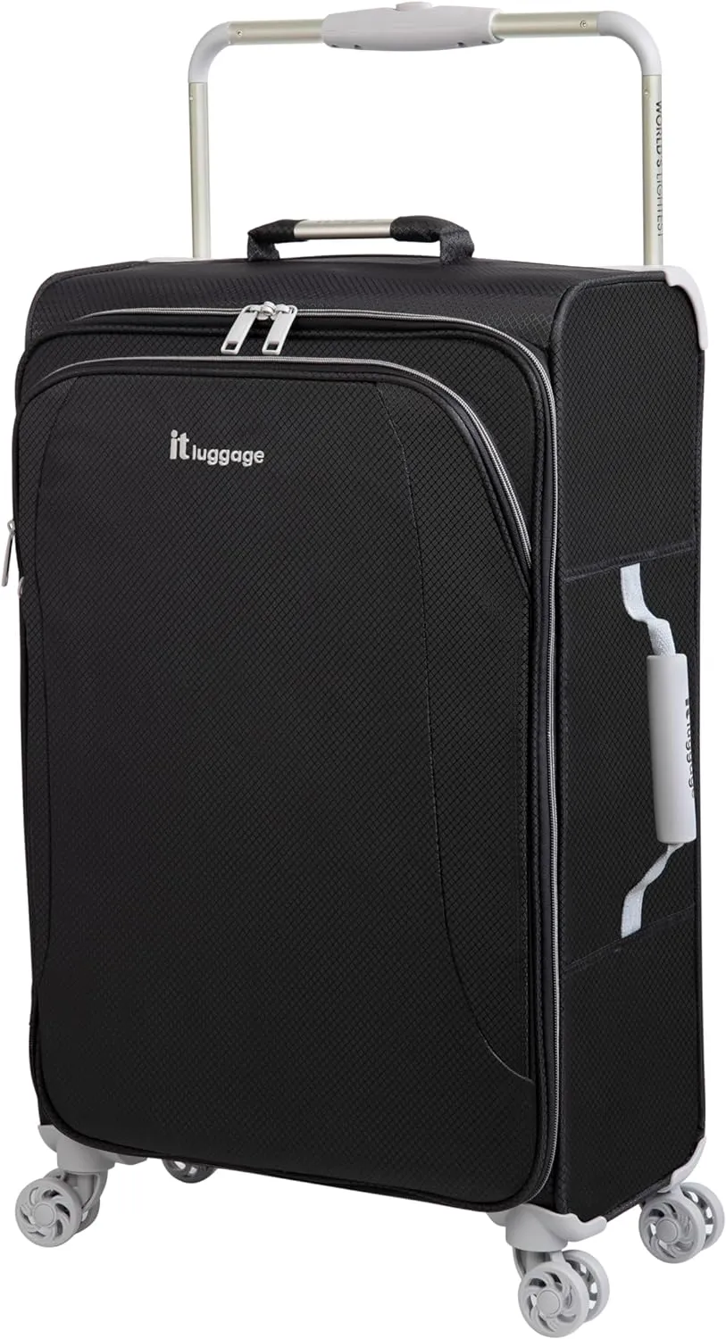 it luggage World's Lightest New York Softside 8 Wheel Spinner, Black, Checked-Medium 28-Inch