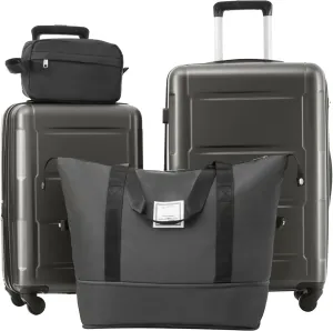 JCSD Lightweight Travel Solution: Expandable Luggage Set with Spinner Wheels, Includes 20-inch & 24-inch Cases, Dark Gray
