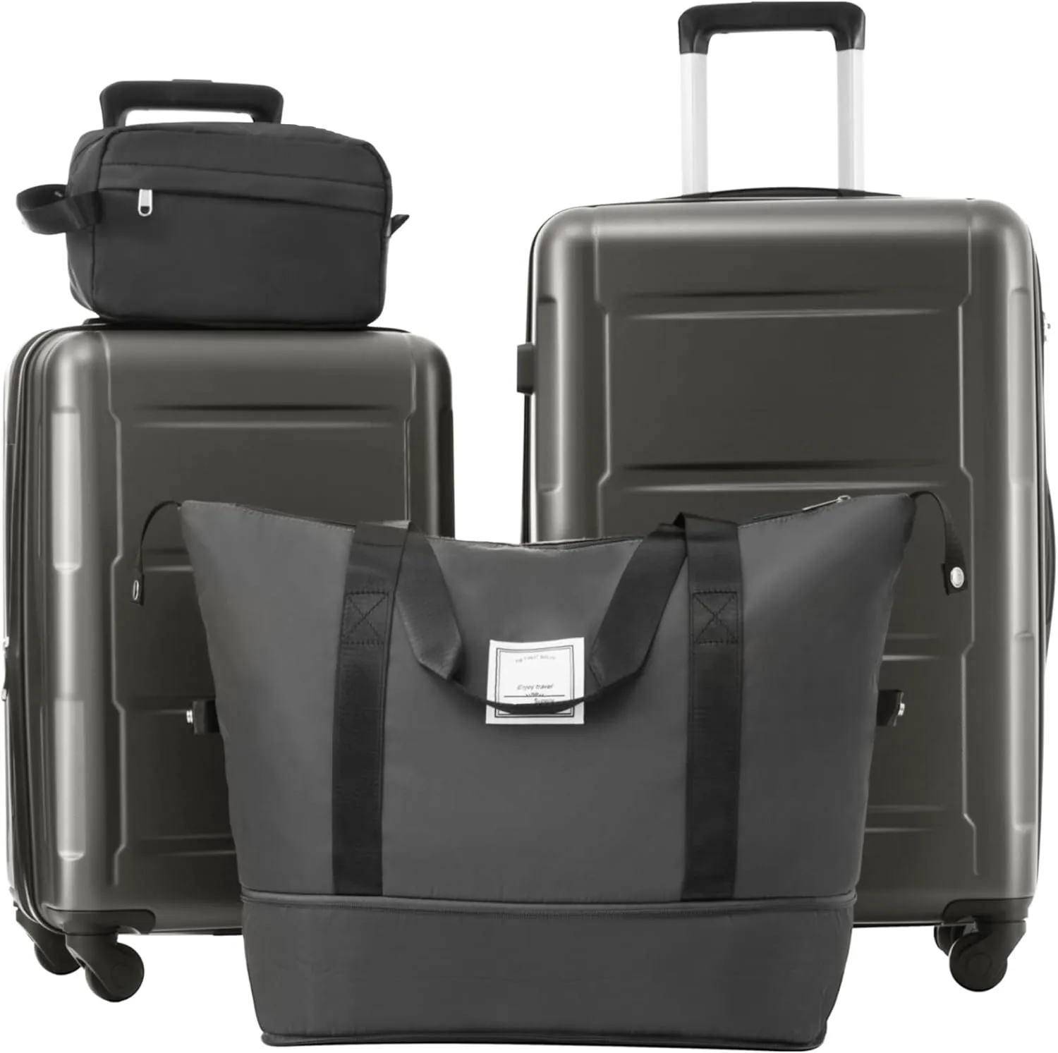 JCSD Lightweight Travel Solution: Expandable Luggage Set with Spinner Wheels, Includes 20-inch & 24-inch Cases, Dark Gray