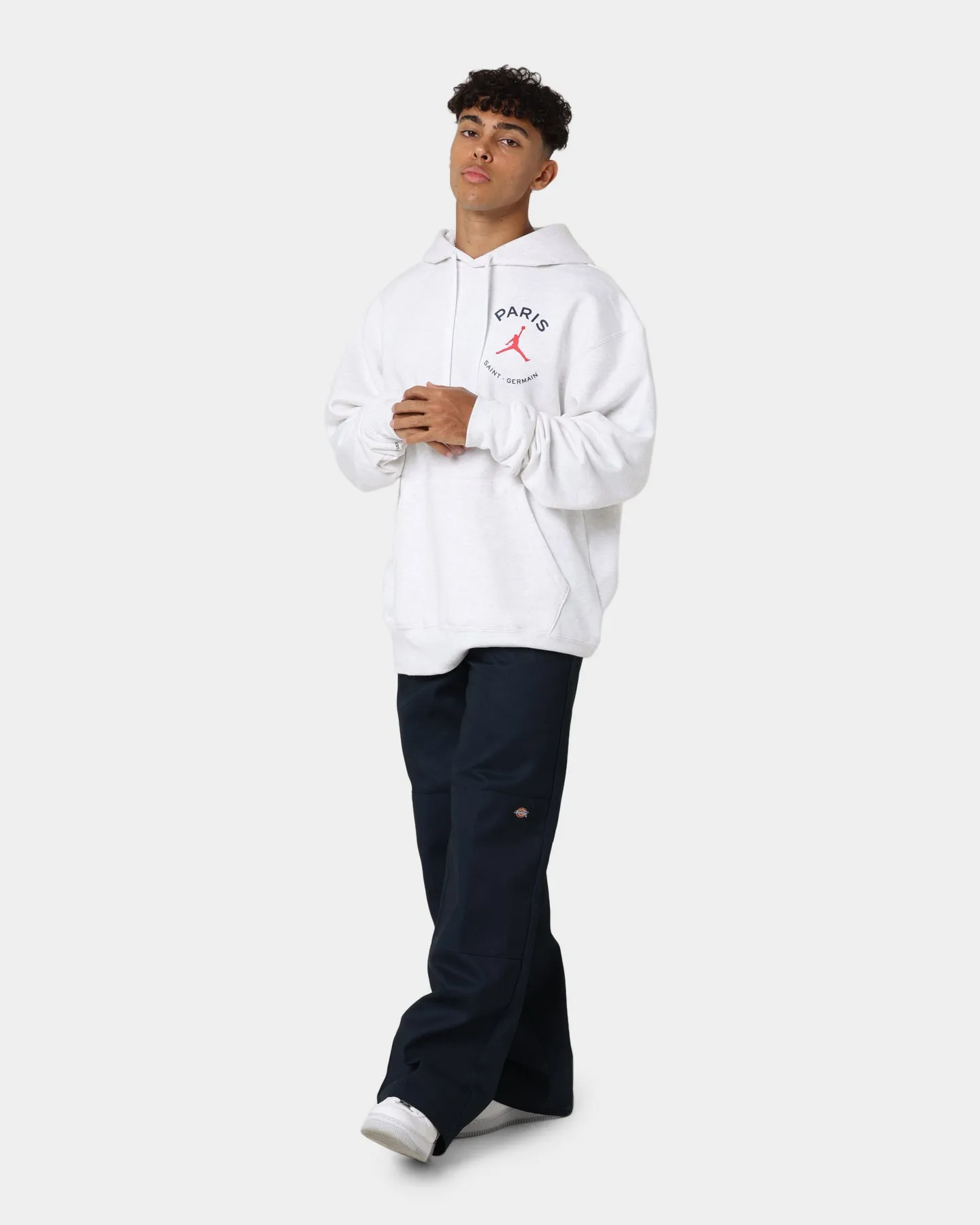 Jordan X Paris Saint-Germain Fleece Pullover Hoodie Birch Heather/Midnight Navy