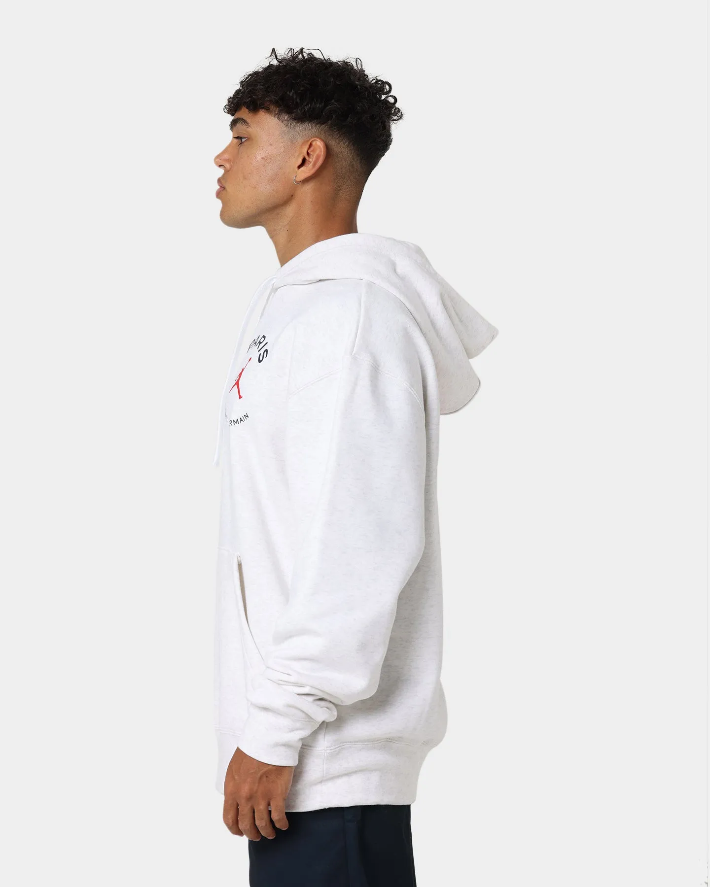Jordan X Paris Saint-Germain Fleece Pullover Hoodie Birch Heather/Midnight Navy