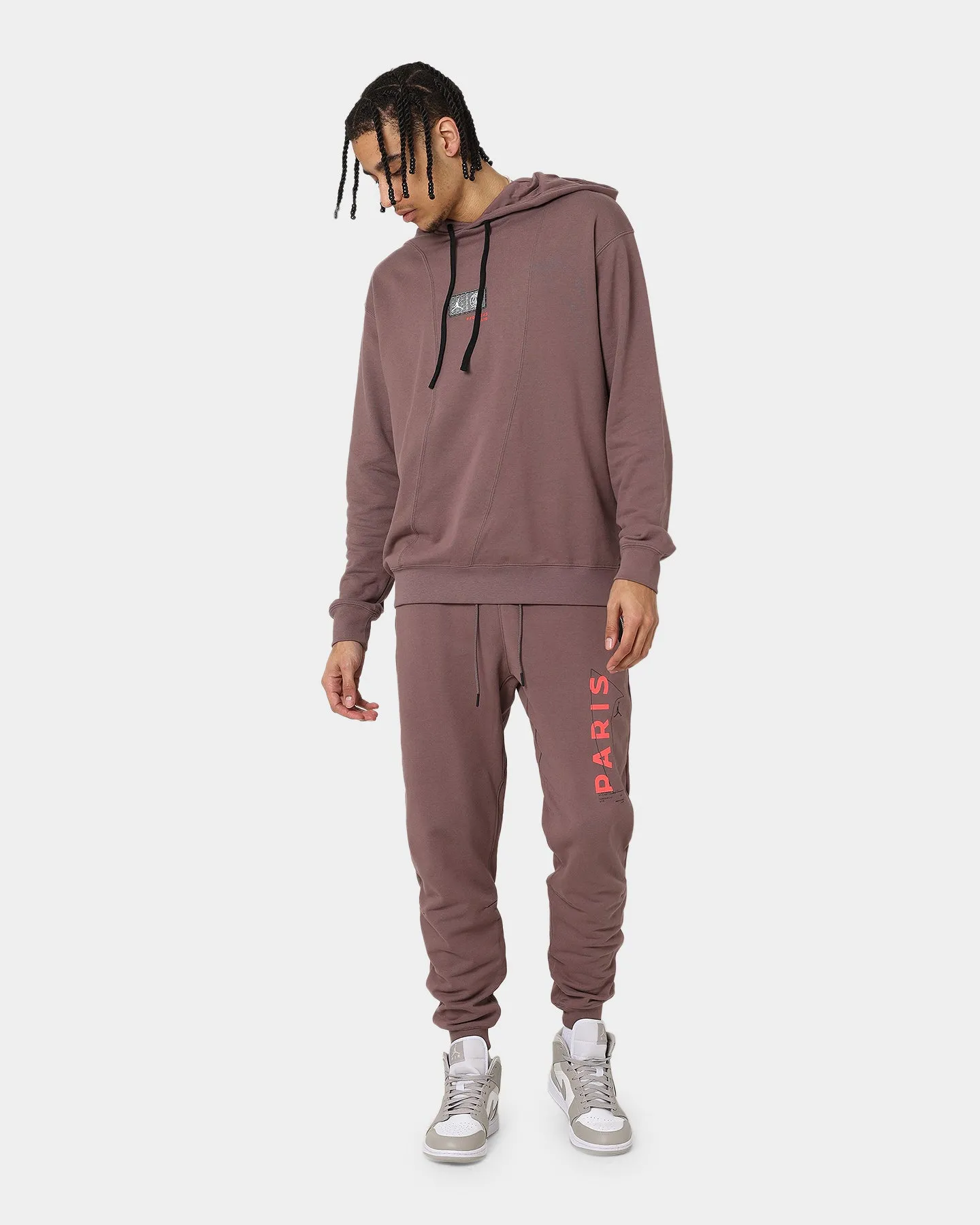 Jordan X Paris Saint-Germain Fleece Pullover Hoodie Plum Eclipse