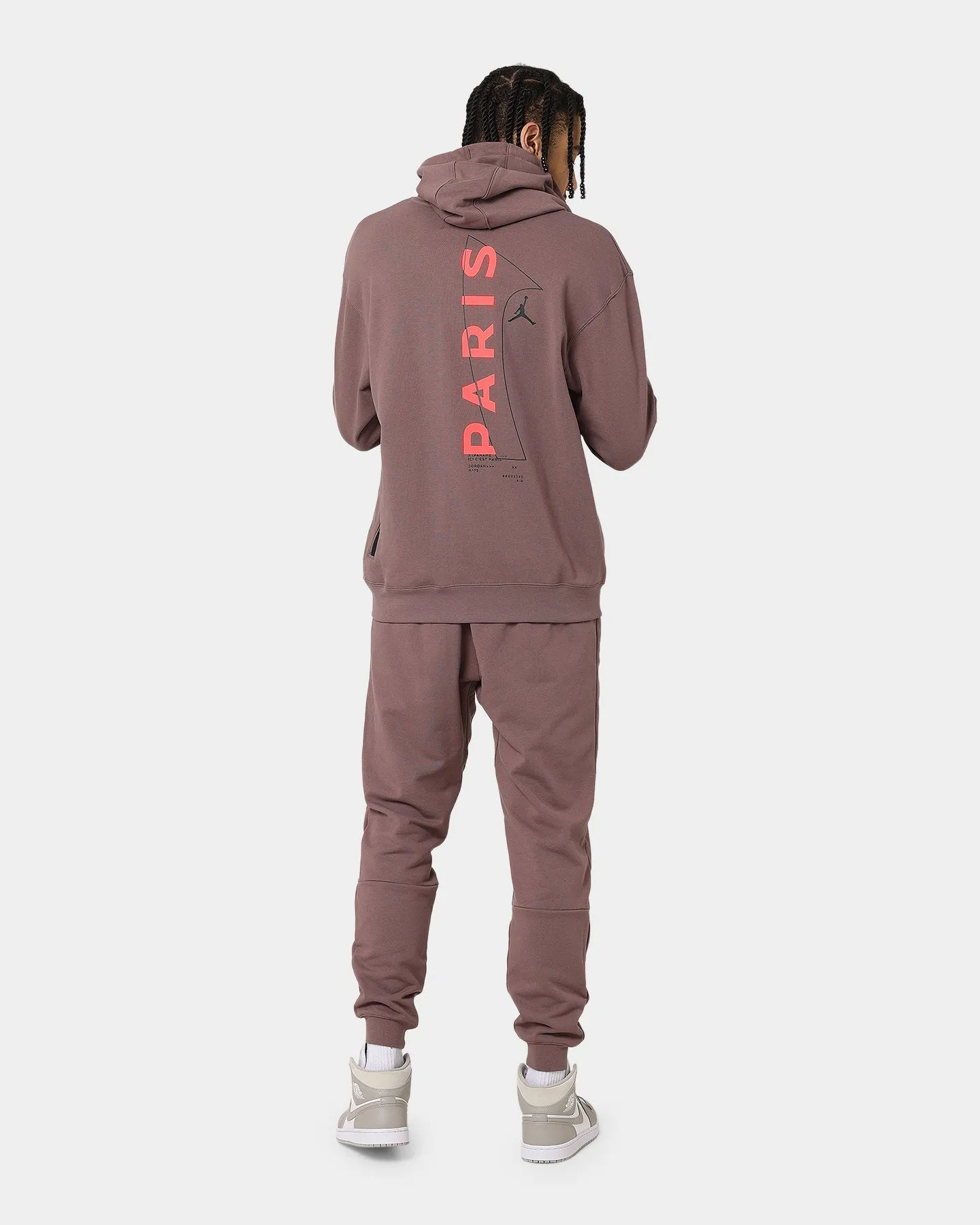 Jordan X Paris Saint-Germain Fleece Pullover Hoodie Plum Eclipse