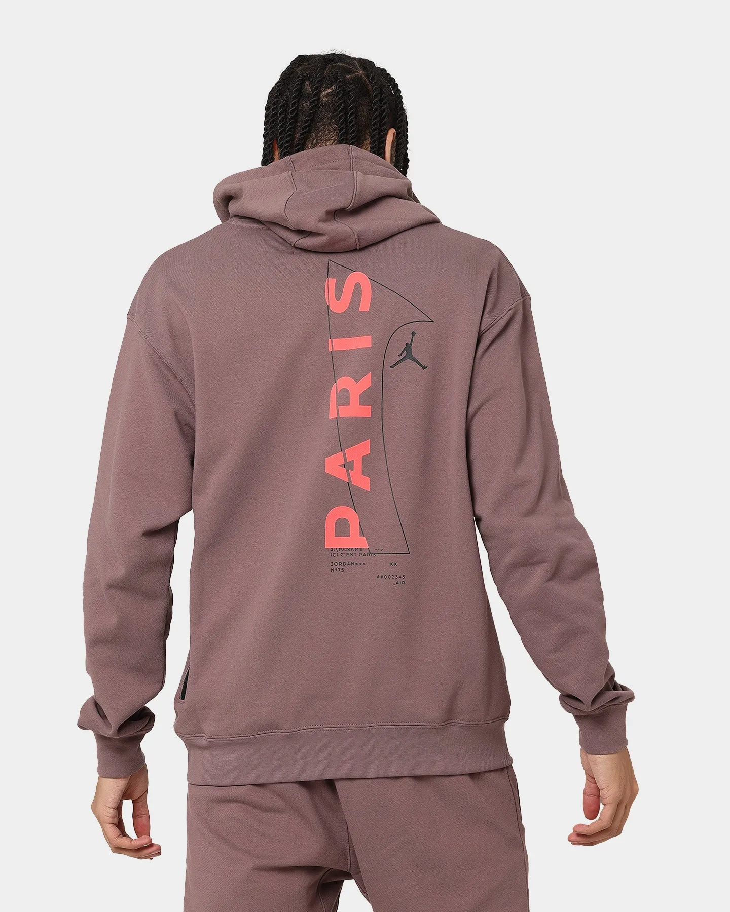 Jordan X Paris Saint-Germain Fleece Pullover Hoodie Plum Eclipse