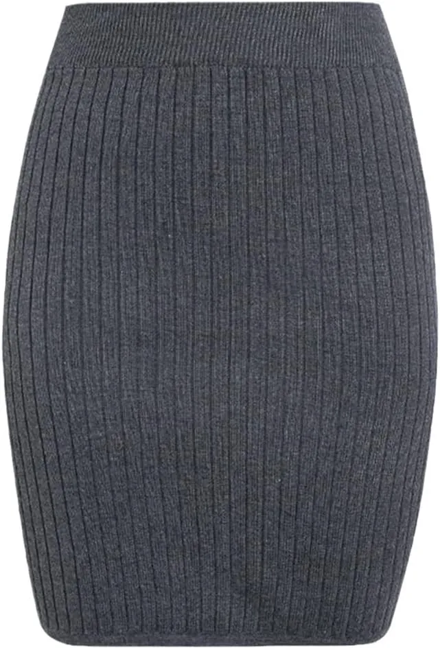 KEHAIOO Women Office Skirt Spring Autumn Sexy Warm Knitted Pencil Skirts Ladies High Waist Elegant Long Party Club Skirt