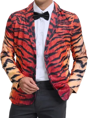 Lars Amadeus Men's Party Animal Leopard Print Blazer Notched Lapel Lightweight Sport Coat Suit Jacket