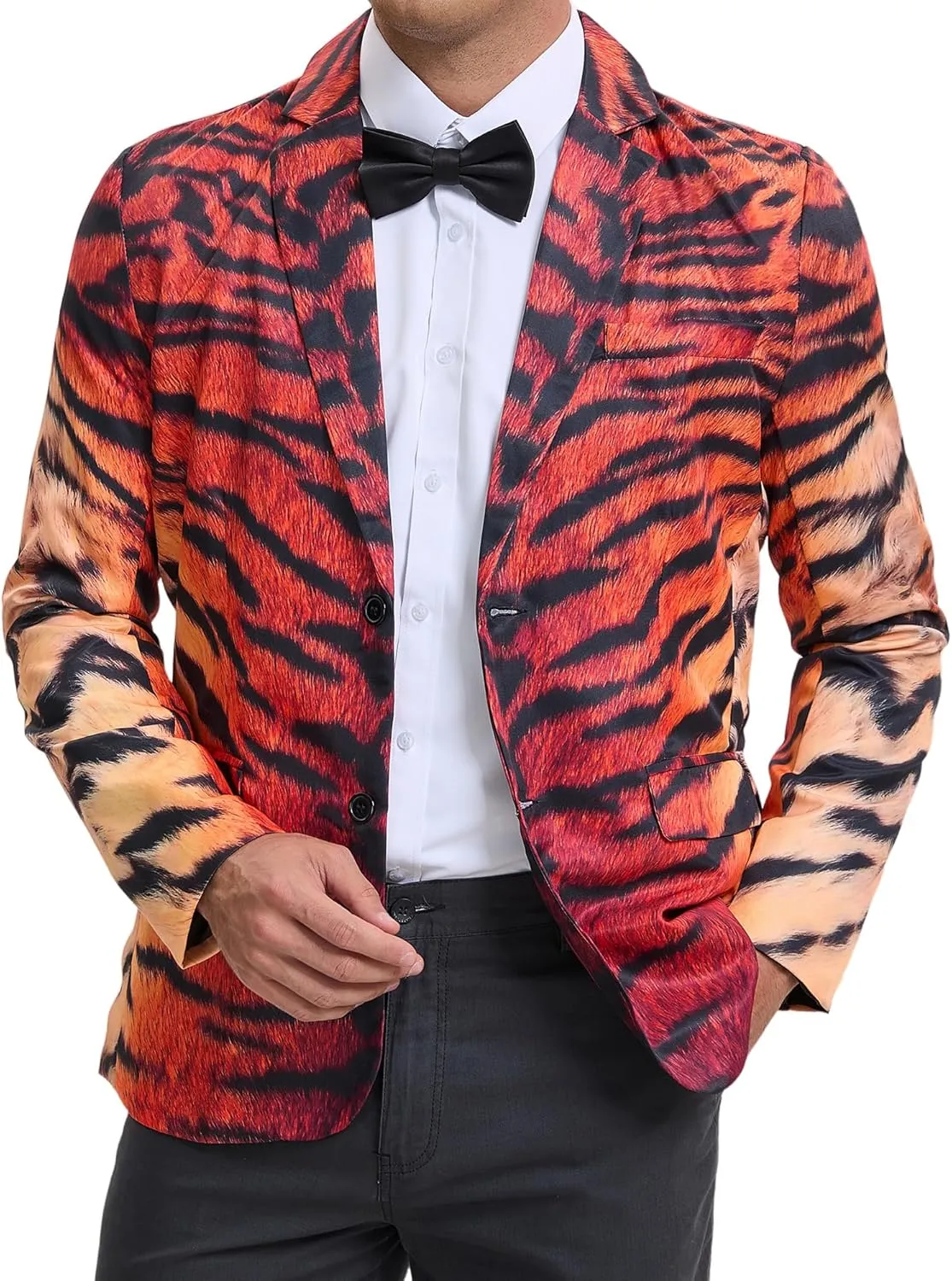 Lars Amadeus Men's Party Animal Leopard Print Blazer Notched Lapel Lightweight Sport Coat Suit Jacket