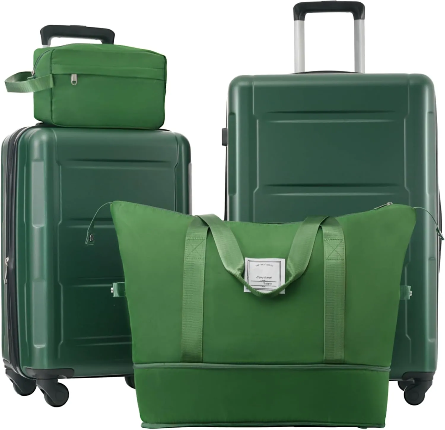 Lightweight and Durable 2 Piece Luggage Set with Expandable Features and Spinner Wheels - Green