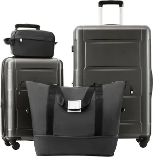 Lightweight Travel Solution with 2 Piece Luggage Set, Expandable Spinner Wheels, Dark Gray