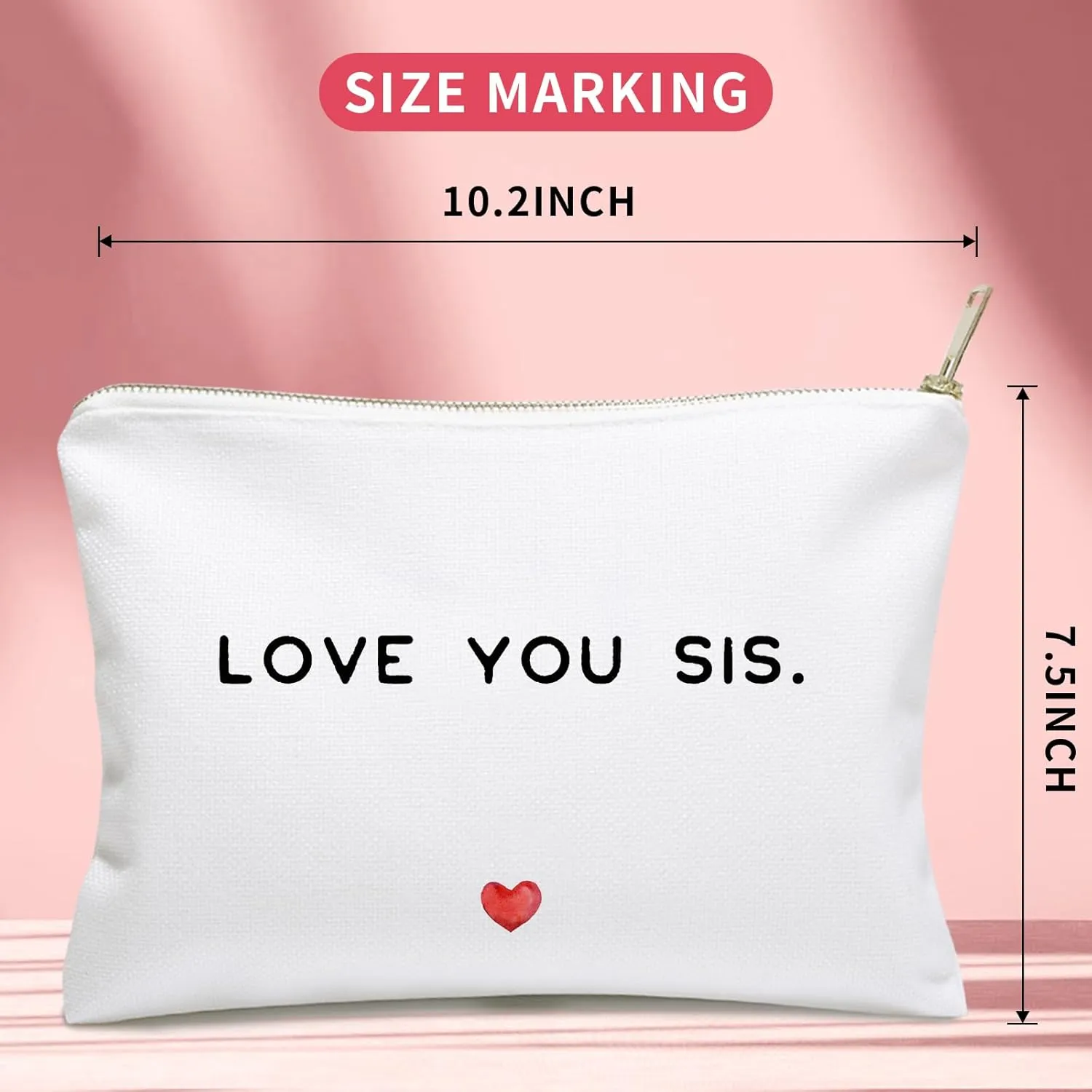 Linen Cosmetic Bag, Toiletry Bag, Love You Sis, Thoughtful Birthday Gifts for True Sister from Soul Sister, Intimate Holiday Gift, Fabulous Bridesmaids Gift.