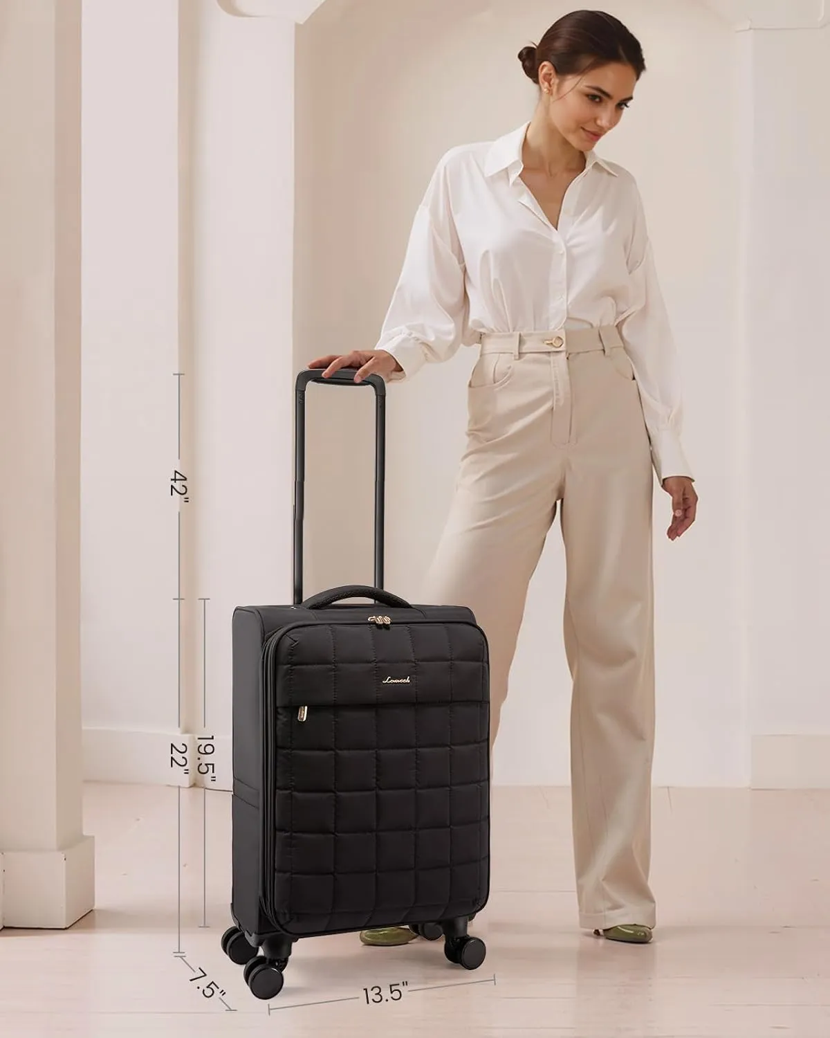 LOVEVOOK Carry On Luggage 22x14x9 Airline Approved, 20 Inch Softside with Wheels, Lightweight Spinner Suitcase with TSA Lock, Water-Resistant Large Capacity for Travel, Black