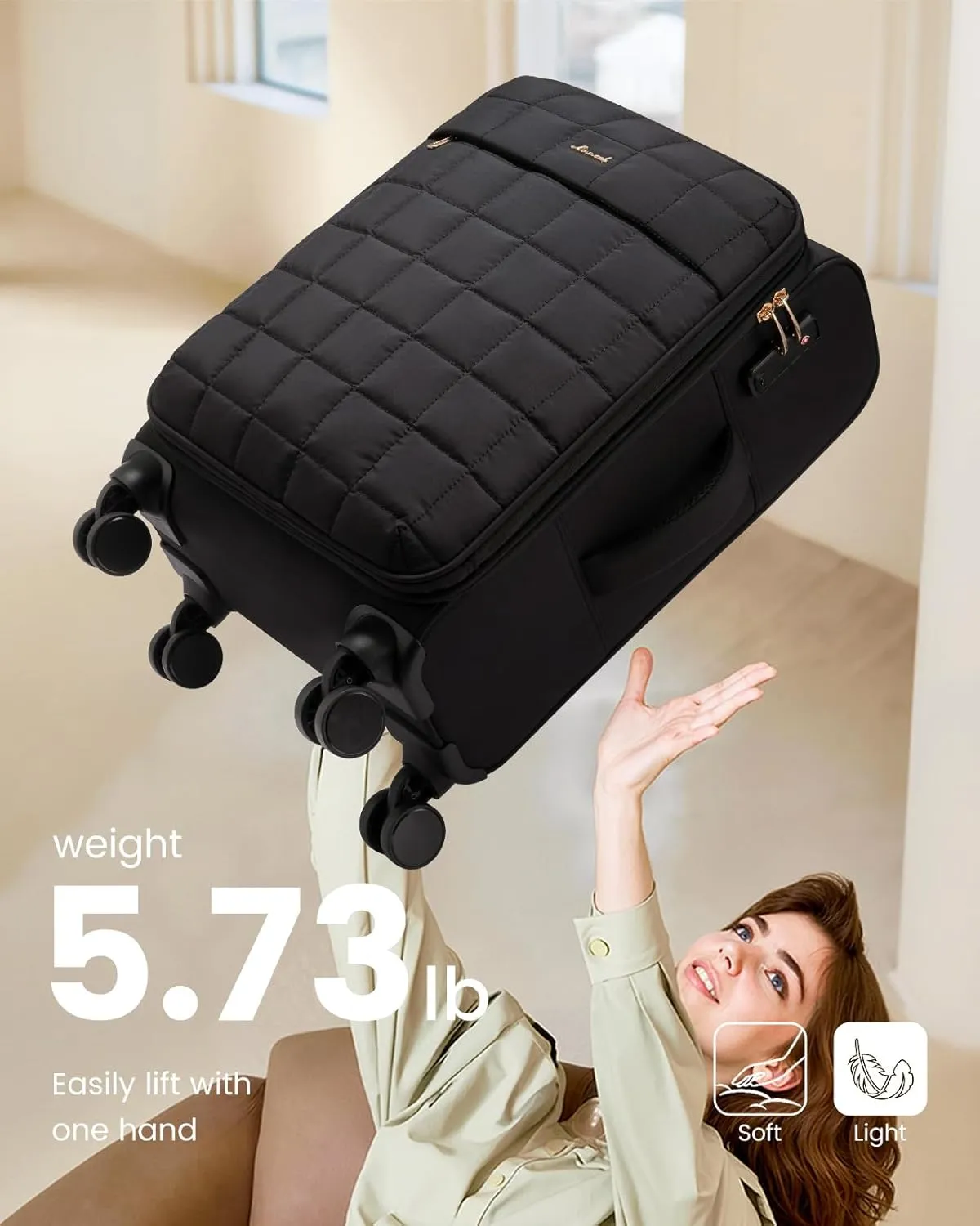 LOVEVOOK Carry On Luggage 22x14x9 Airline Approved, 20 Inch Softside with Wheels, Lightweight Spinner Suitcase with TSA Lock, Water-Resistant Large Capacity for Travel, Black