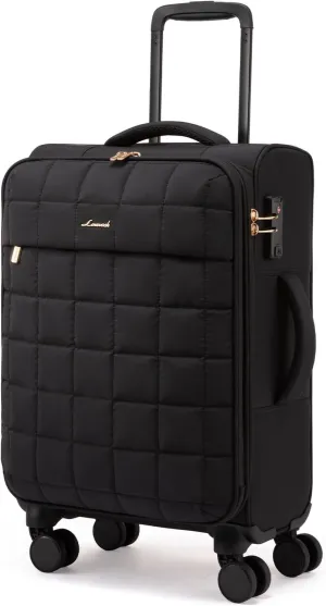 LOVEVOOK Carry On Luggage 22x14x9 Airline Approved, 20 Inch Softside with Wheels, Lightweight Spinner Suitcase with TSA Lock, Water-Resistant Large Capacity for Travel, Black