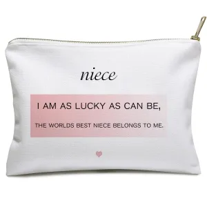 Medium Size Handmade Cosmetic Bag, Niece Gifts from Auntie, Best Niece, Meaningful Gift for Niece, Linen Travel Makeup Bags
