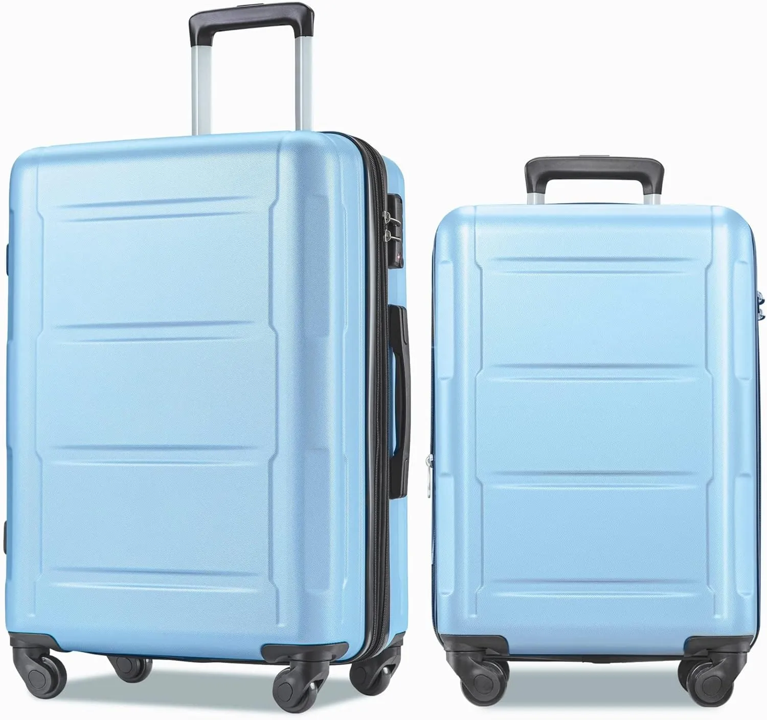Merax Expandable Spinner Wheel 2 Piece Luggage Set ABS Lightweight Suitcase with TSA Lock, 20inch 24inch, Light Blue