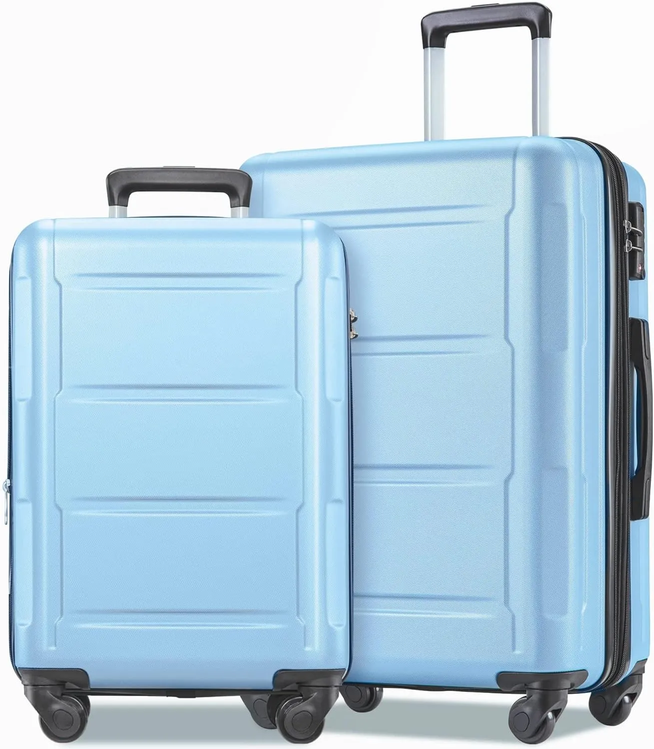 Merax Expandable Spinner Wheel 2 Piece Luggage Set ABS Lightweight Suitcase with TSA Lock, 20inch 24inch, Light Blue