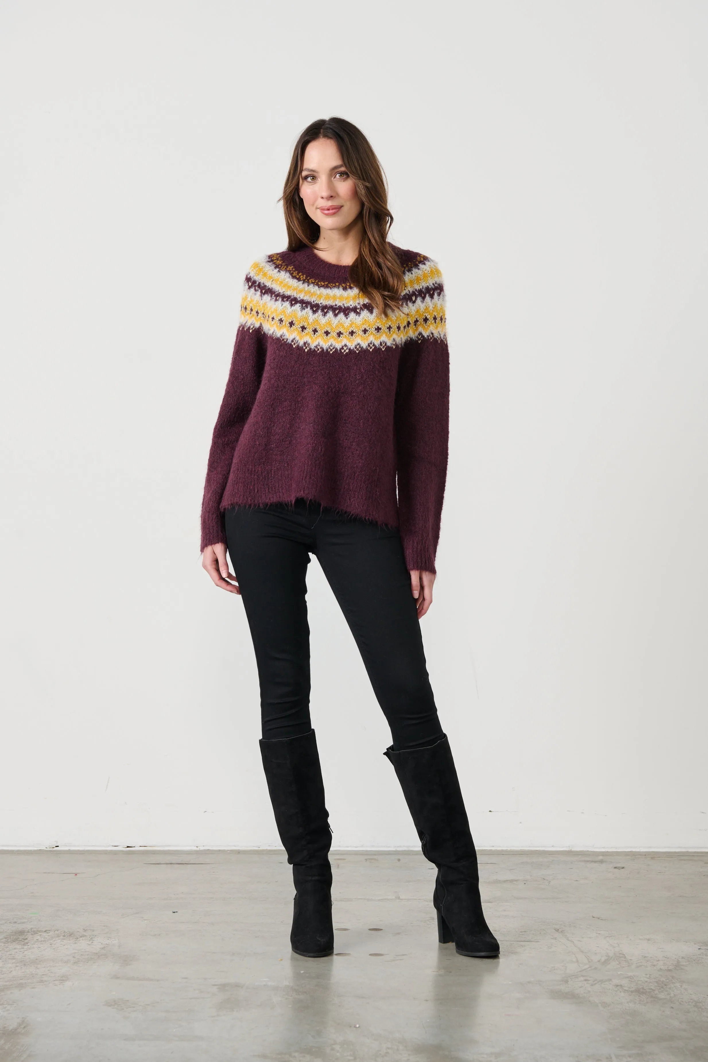 Metallic Plum Alpaca Blend Ziggy Knit