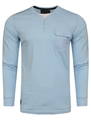 Mock T-Shirt Insert Long Sleeve T-Shirt in Cerulean Blue - Dissident