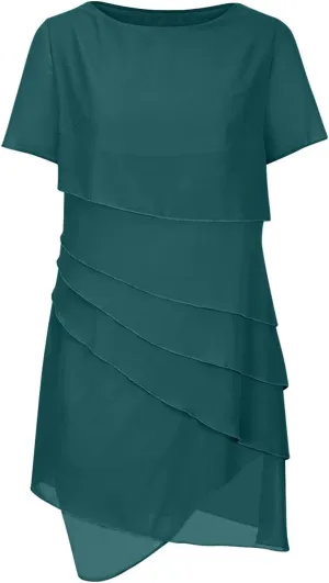 Mother of The Bride Dress for Wedding Summer Flowy Tiered Chiffon Ruffle Midi Evening Gown Mother Groom Dresses