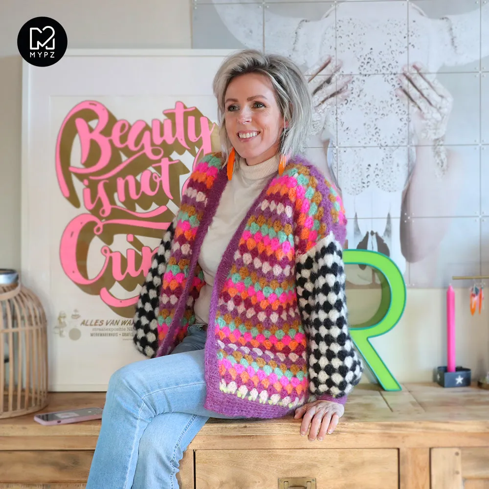 MYPZ Chunky Mohair Granny stripes cardigan Fantasy
